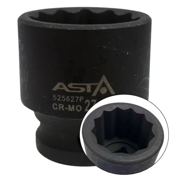 ASTA 1/2" Vielzahn Schlagnuss kurz SW 12mm ASTA 1/2" Vielzahn Schlagnuss kurz SW 12mm